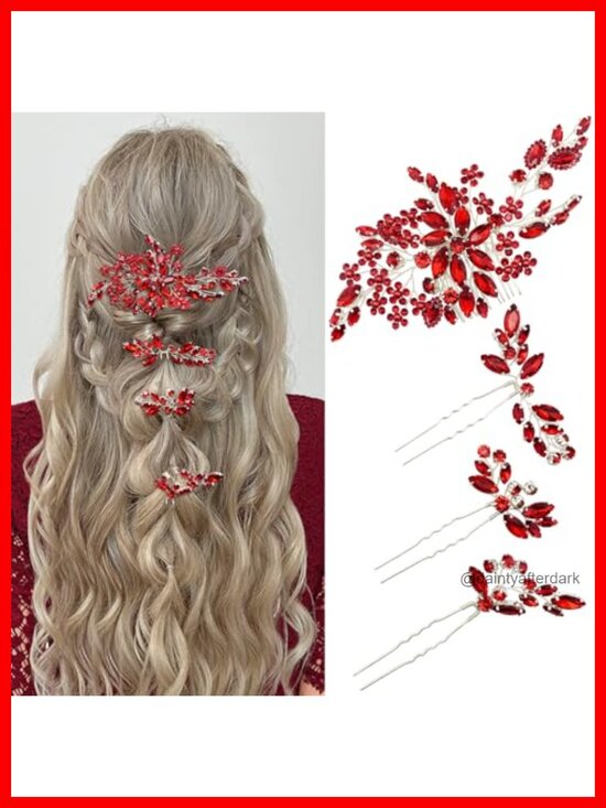 Crystal Wedding Hair Accessories 4pcs Bridal Rhinestone Flower Hair Side Combs main image 5